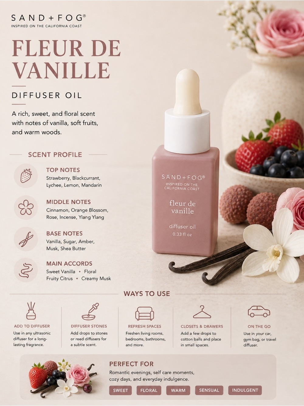 Sand + Fog® Fleur de Vanille Diffuser Oil 0.33 fl oz